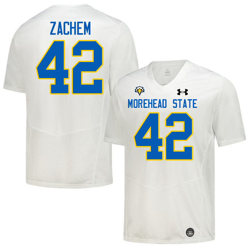 Morehead State Eagles #42 Vincent Zachem College Football Jerseys,Uniforms-White